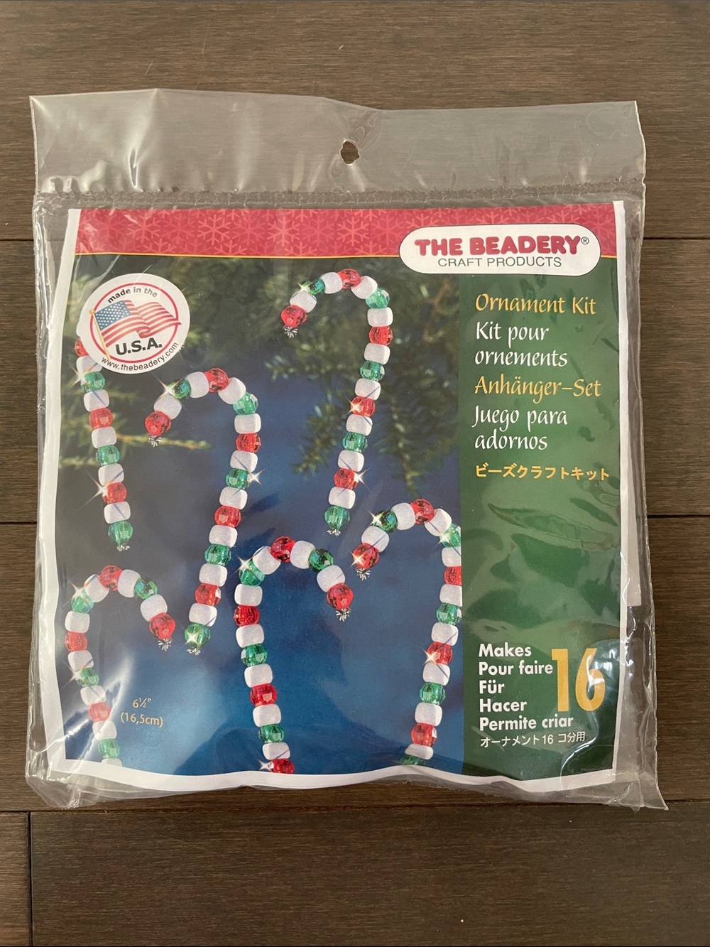 Red, Green & White Ornament Kit - Holiday Christmas Bead Craft